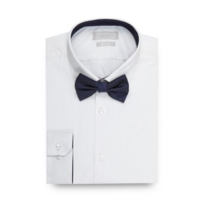 Red Herring Big and tall white slim fit shirt and navy spotted bow tie set